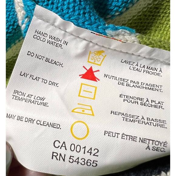 Bianca Nygard Knit Sweater Large Striped‎ Blue Green Black Long Sleeve - Picture 4 of 4